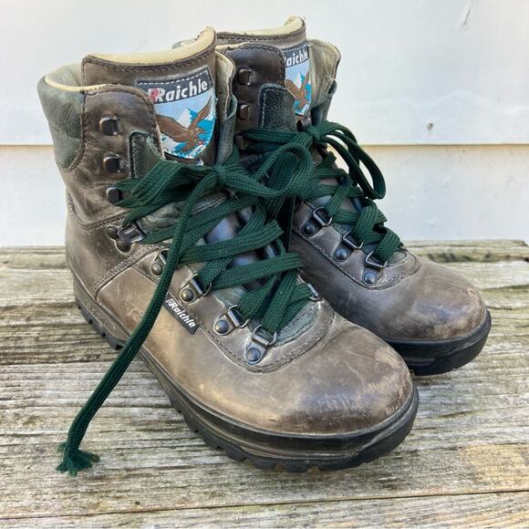 Vintage 90s Rachle of Switzerland Hiking Mountaineering Leather Lace Up Boots 6M - Picture 1 of 13